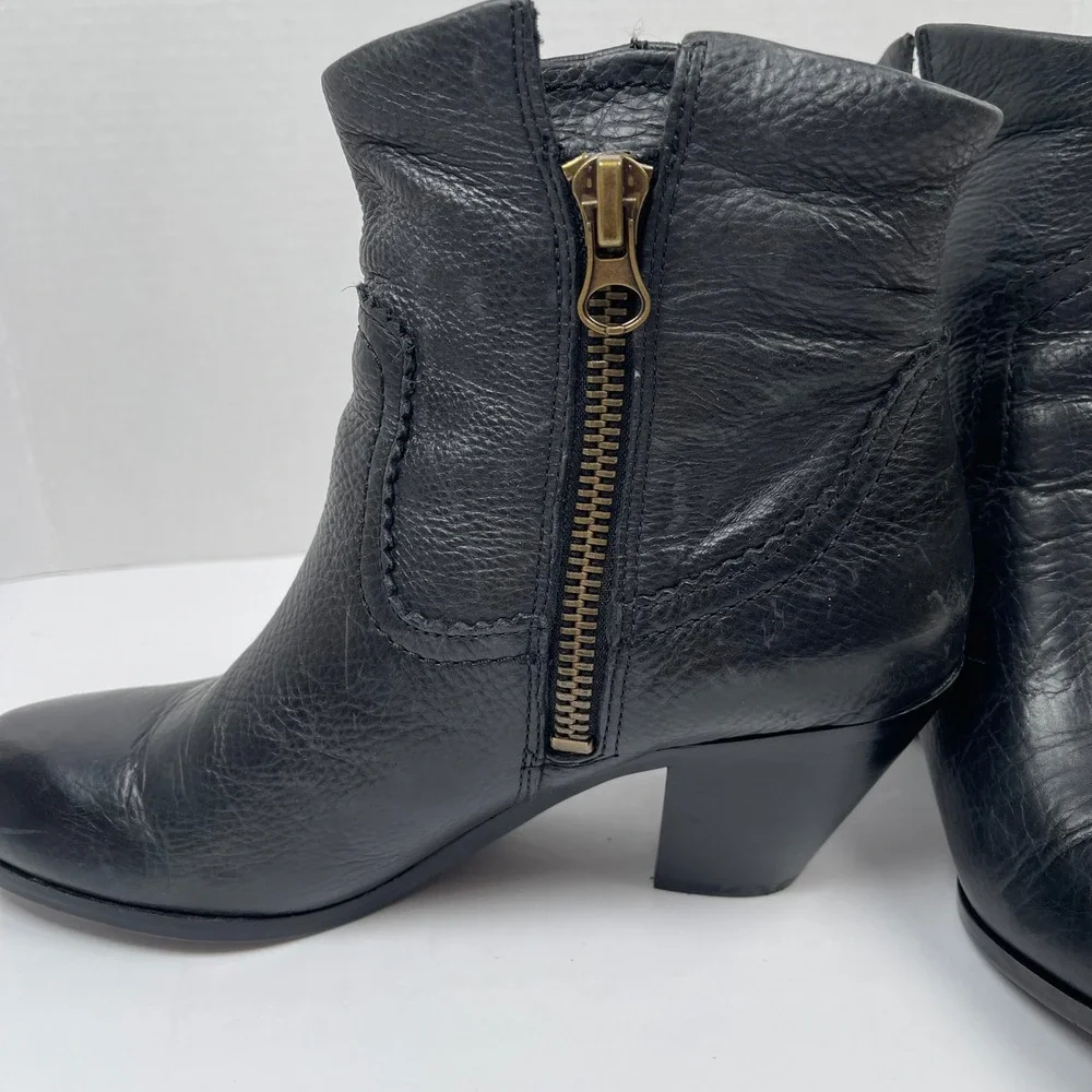 Sam Edelman Louie Fringe Ankle Boots Womens 9.5 Black Leather Western Boho Biker